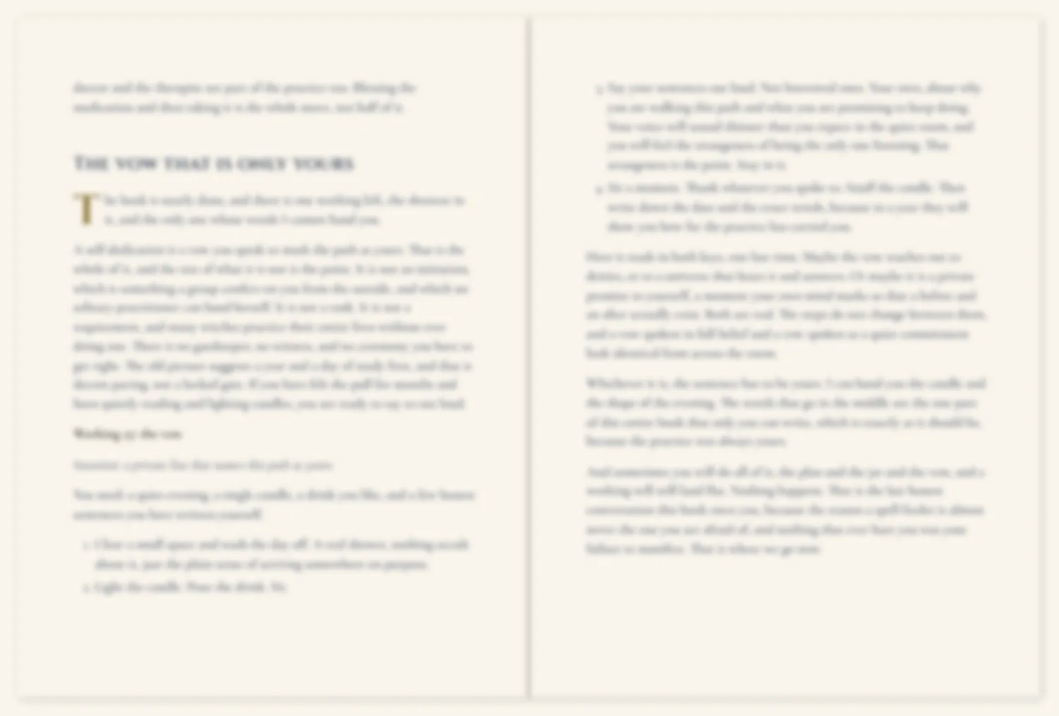 An interior spread on the self-dedication vow