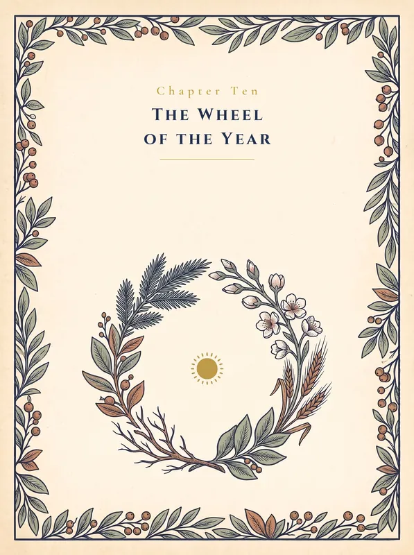 Chapter-opener plate: a seasonal wreath around a small sun